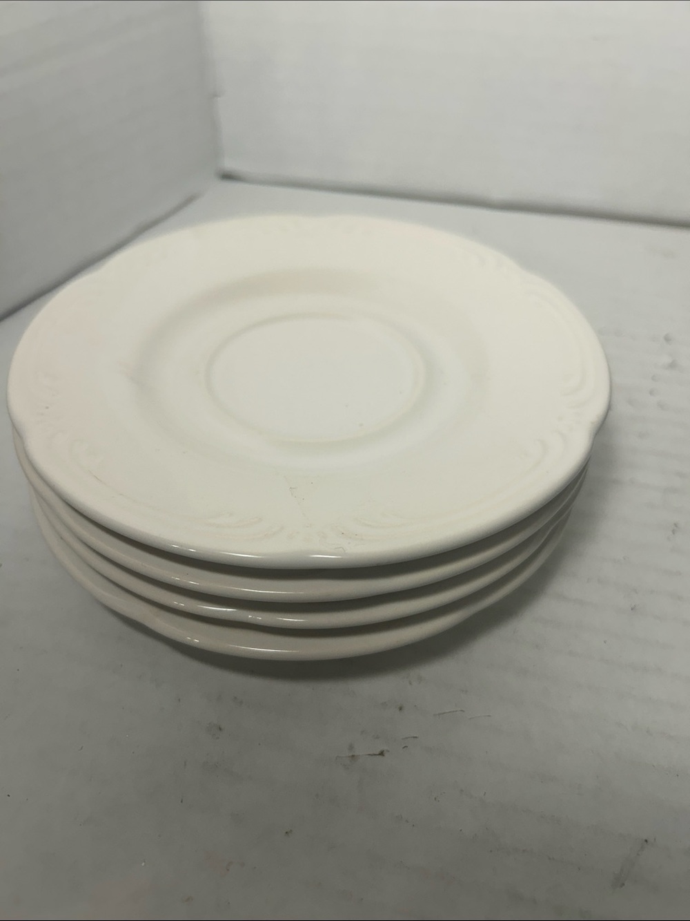 Pfaltzgraff Cream Saucer Set - Subtle Embossed Rim